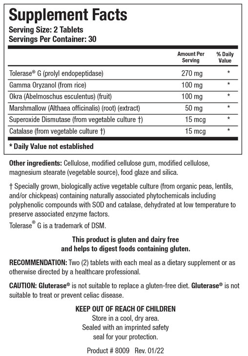 Biotics Research Gluterase Dietary Enzymes for Digesting Gluten, Specialized