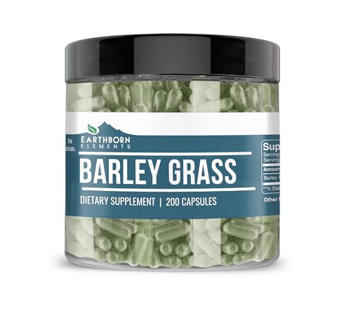 Earthborn Elements Barley Grass 200 Capsules, Pure & Undiluted, No Additives
