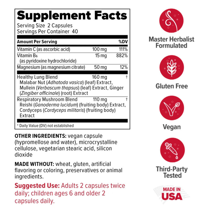Redd Remedies, Lung Care, Supports Easy Breathing and Respiratory Health, 80