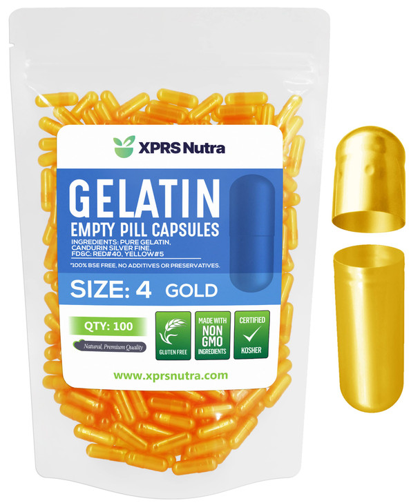 XPRS Nutra Size 4 Empty Capsules - 100 Count Small Empty Gelatin Capsules