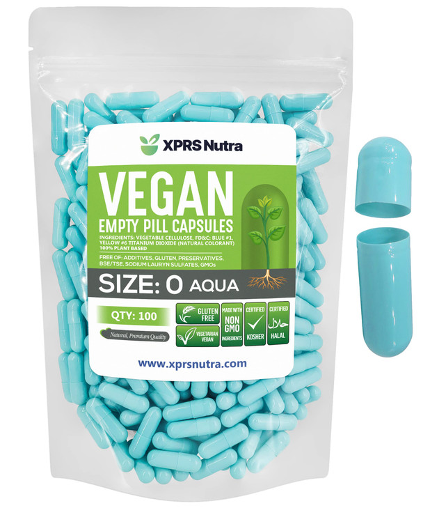 XPRS Nutra Size 0 Empty Capsules - 100 Count Empty Vegan Capsules