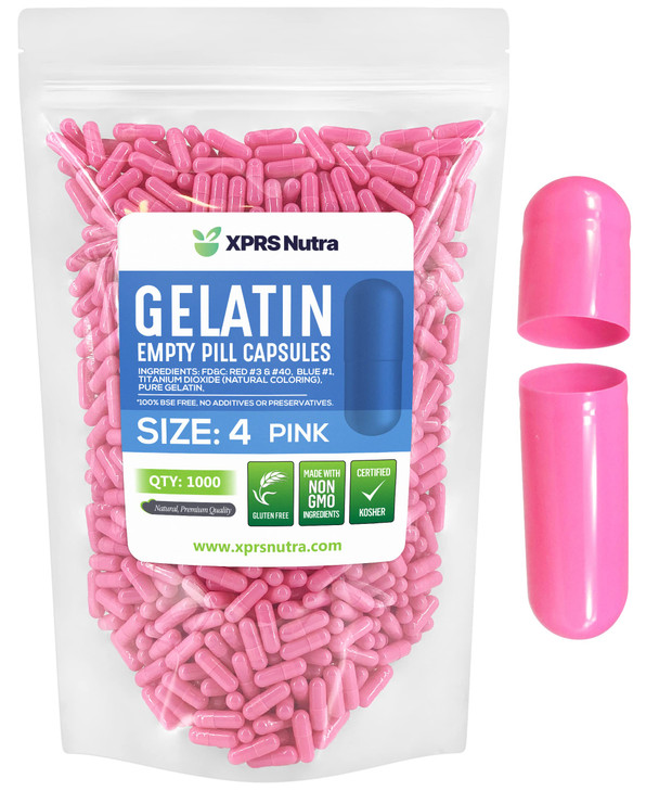 XPRS Nutra Size 4 Empty Capsules - 1000 Count Small Empty Gelatin Capsules