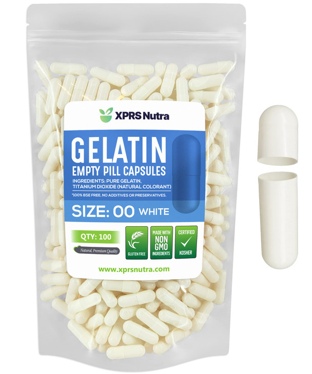 XPRS Nutra Size 00 Empty Capsules - 100 Count Empty Gelatin Capsules