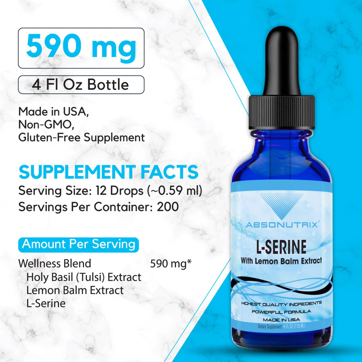 Absonutrix L-Serine Complex 500 mg - 4 Oz Liquid Large Bottle