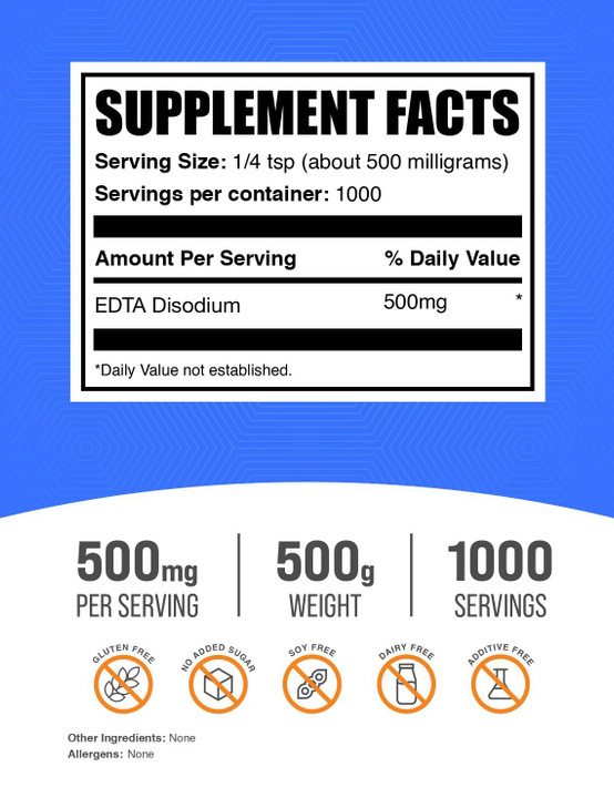 BulkSupplements.com Disodium EDTA Powder - EDTA Disodium Salt, Food Additive
