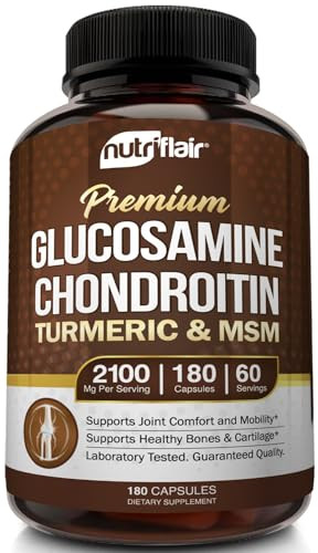 NutriFlair Glucosamine Chondroitin Turmeric MSM Boswellia, 180 Capsules