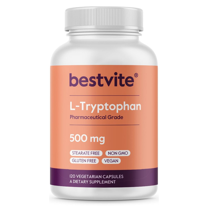 BESTVITE L-Tryptophan 500mg per Capsule (120 Vegetarian Capsules)