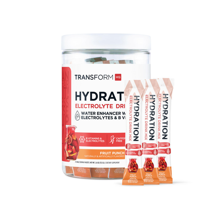 TransformHQ Hydration Drink Mix (21 Single-Serving Packets, Fruit Punch)