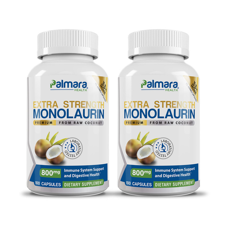Palmara Health Extra Strength Monolaurin 1,600mg per Serving, 800mg per Capsule