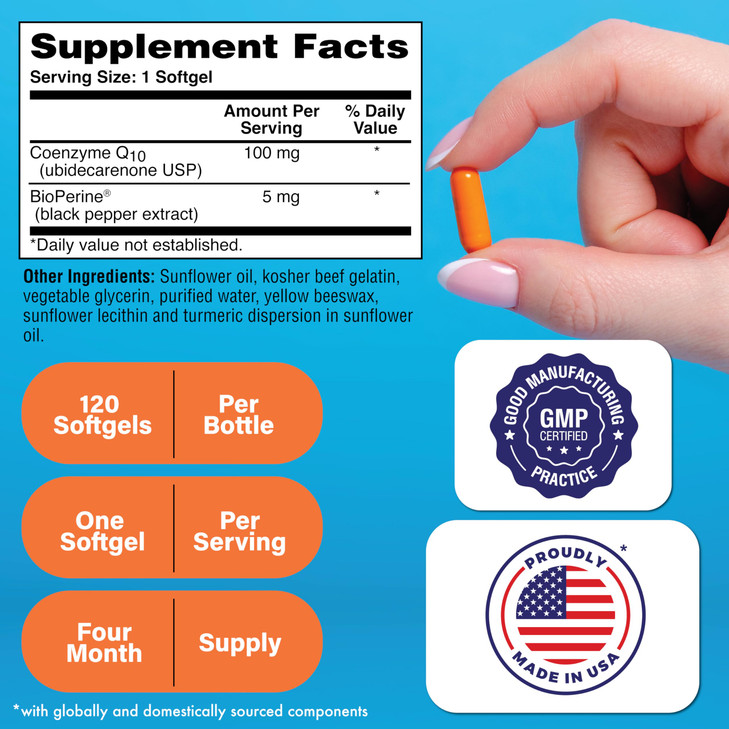Health Thru Nutrition CoQ-10 100mg with BioPerine 120 Softgels