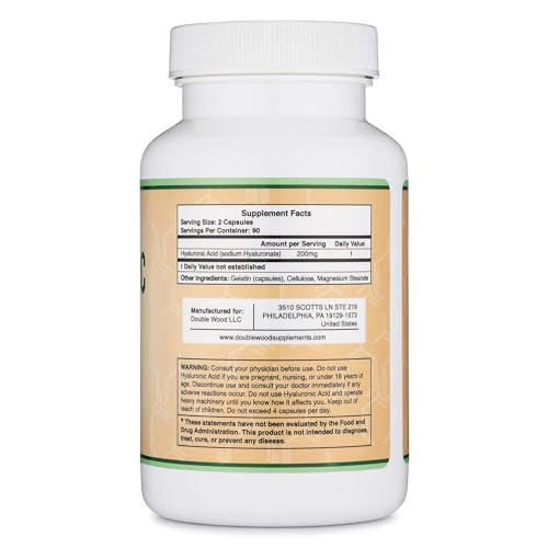 Hyaluronic Acid Supplements -180 Capsules (Enhances Effects of Hyaluronic Acid