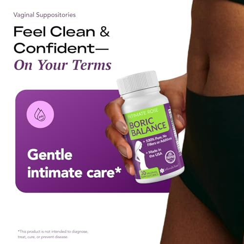 Intimate Rose Boric Acid Vaginal Suppositories, 30 Count for Feminine