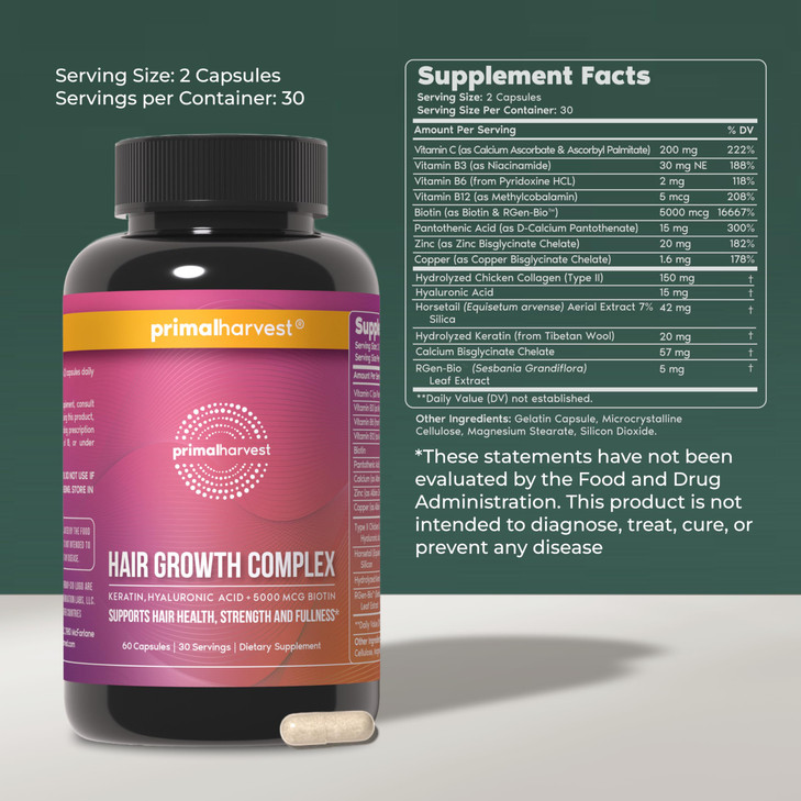 Primal Harvest Hair Growth Vitamins, 2 Pack