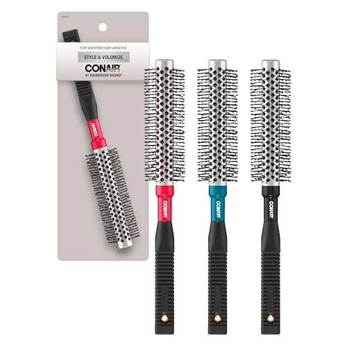 Conair Style & Volumize Metal Round hair brush - Blow Drying brush - Hairbrush for Short Hair Length - Color at random -1 Count