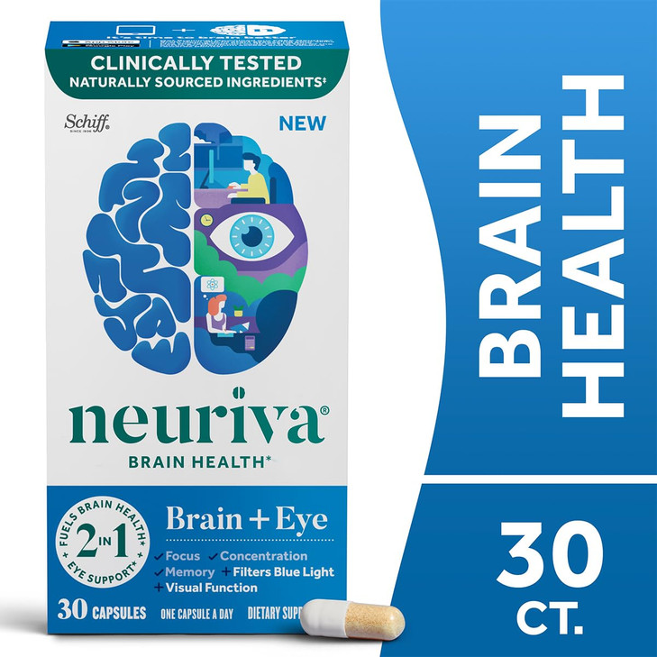 NEURIVA Brain + Eye Supplement for Memory, Focus & Concentration with Clinically