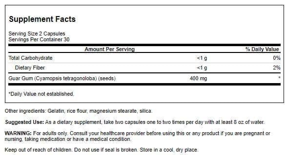 Swanson Full Spectrum Guar Gum 400 mg 60 Caps (3 Pack)