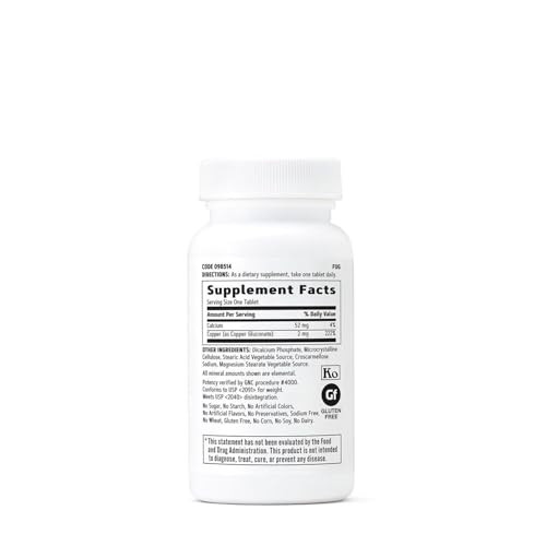 GNC Copper 2mg, Important for Iron Absorption, 100 Count
