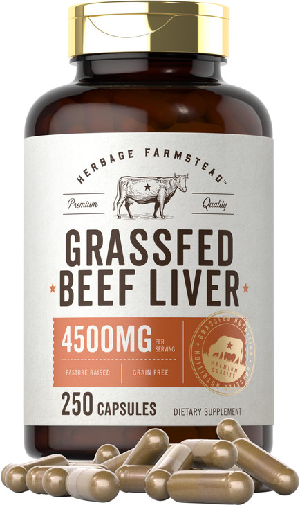 Carlyle Grass Fed Beef Liver Capsules - 4500mg - 250 Count