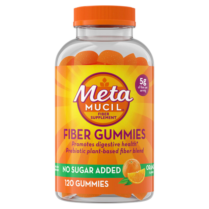 Metamucil Fiber Gummies for Adults, No Sugar Added Orange Flavor, 5g Prebiotic