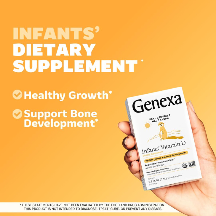 Genexa Infants Vitamin D Liquid Drops for Newborn, Baby & Toddler