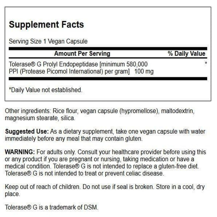 Swanson Gluten Rid with Tolerase G 100 Milligrams 90 Veg Capsules Enzyme