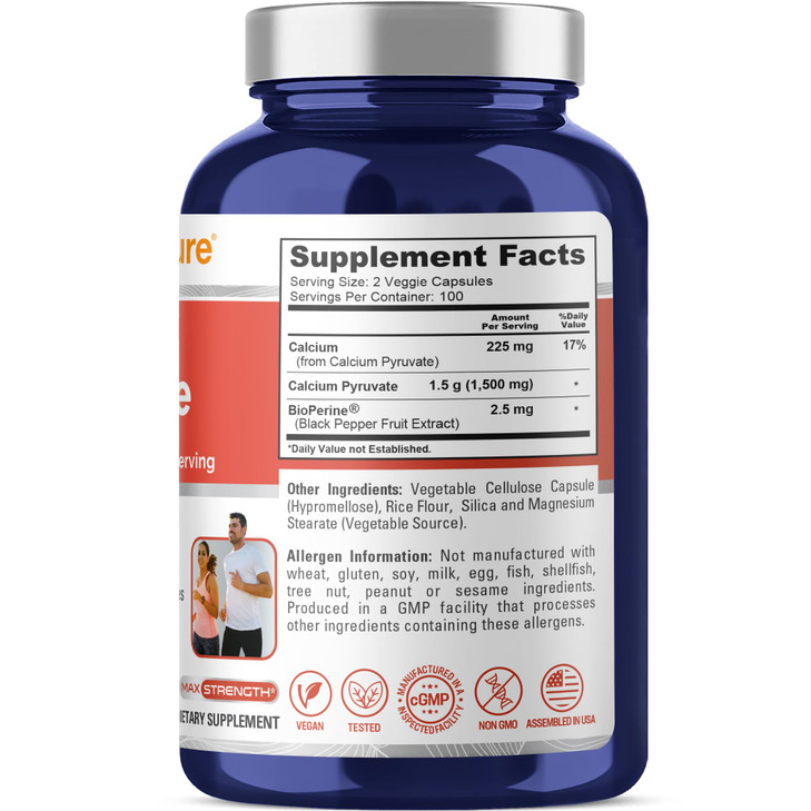 NusaPure Calcium Pyruvate - Suitable for Vegetarian/Vegan, Non