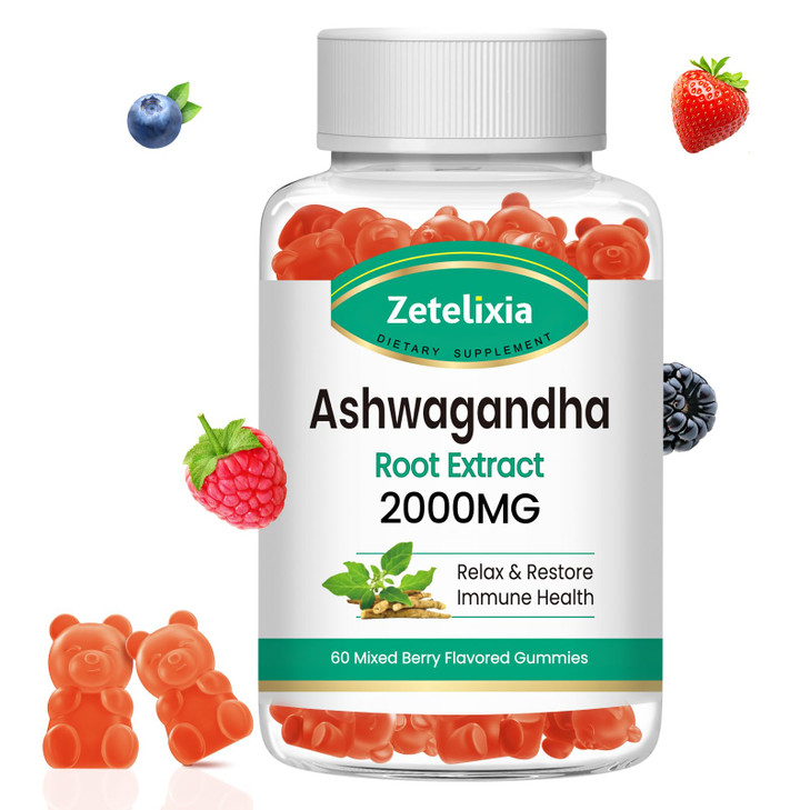 Zetelixia Ashwagandha Gummies, Extra Strength Vitamin D3, Organic Ashwa Root