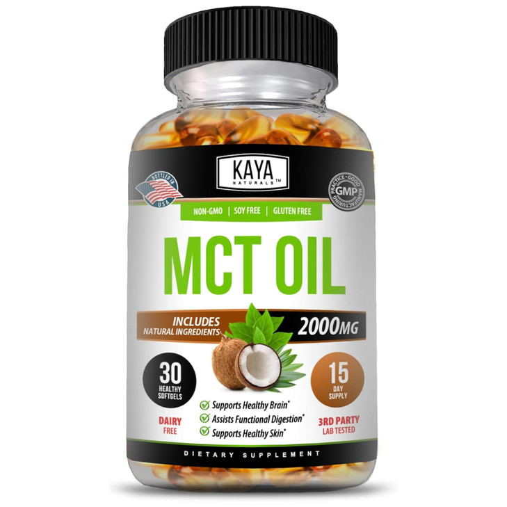 Kaya Naturals MCT Oil 2000mg - Non-GMO, Soy-Free, Gluten-Free