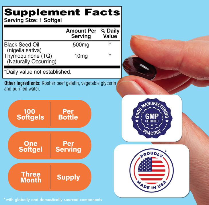 Health Thru Nutrition Black Seed Oil 500mg 100 Softgels
