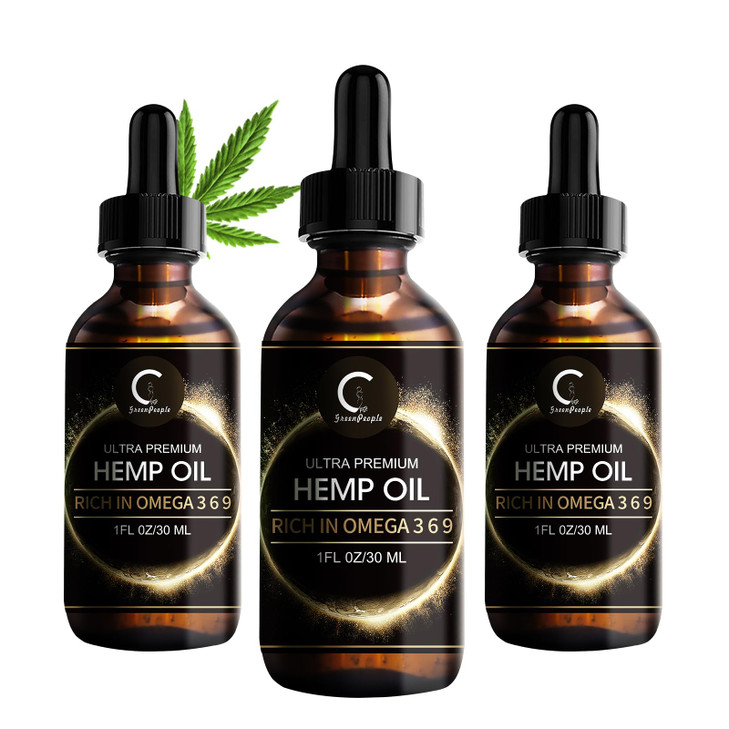 GPGP GreenPeople 3 Pack Natural Hemp Oil Extract, Immune System Support, Support
