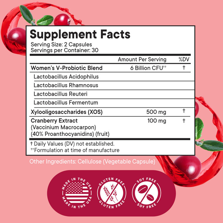 NEW AGE Vaginal Probiotics for Women with Prebiotics, Cranberry Extract, and
