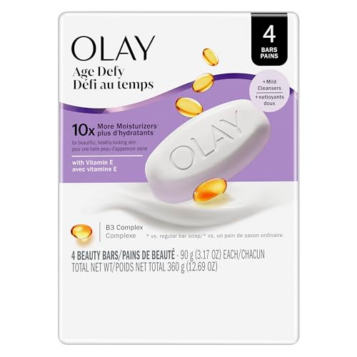 Olay Beauty Bar, Age Defying, 10x More Moisturizers, Smooth & Gentle on Skin, Vitamin E & Vitamin B3 Complex, For All Skin Types, Shea Butter Scent,