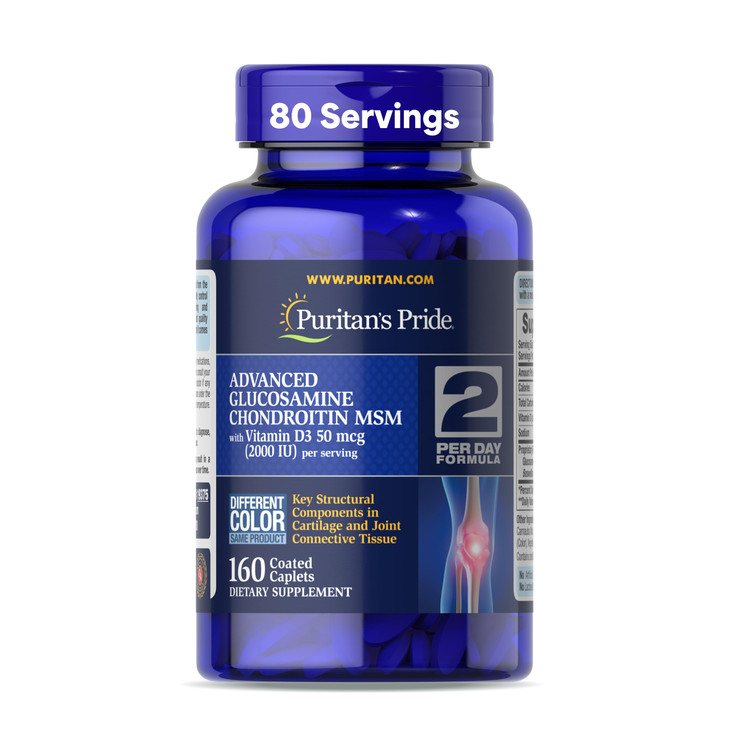 Puritan's Pride Advanced Glucosamine Chondroitin MSM with Vitamin D3 50mcg (2000