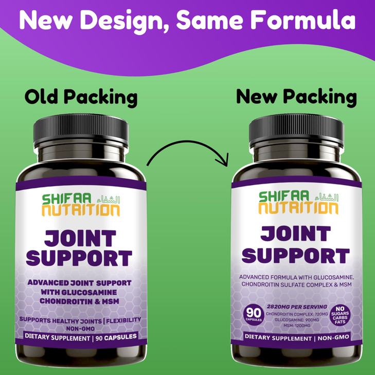 SHIFAA NUTRITION Halal Joint Support Supplement w/Glucosamine Chondroitin MSM