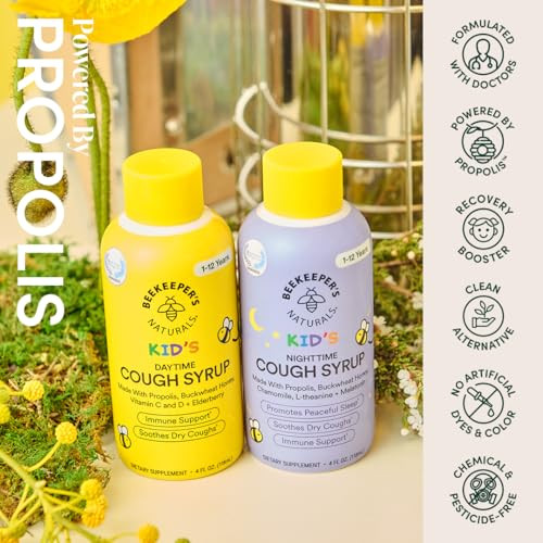 Beekeeper's Naturals Propolis Honey Cough Syrup Daytime for Kids Immune Support