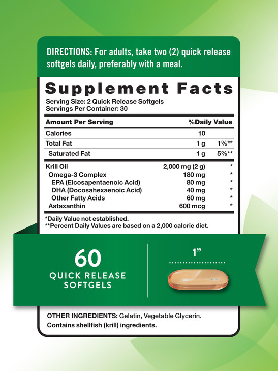 Nature's Truth Antarctic Krill Oil 2000mg Softgels - 60 Count