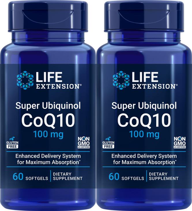 Life Extension Super Ubiquinol CoQ10 100 mg, 60 softgels (Pack of 2)