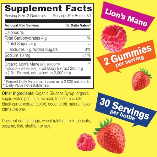 WellYeah Lions Mane Gummies for Adults (2,000mg)