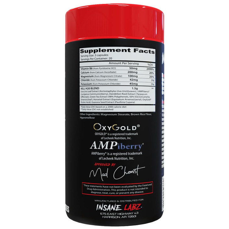 Insane Labz Kill H2O, AMPiberry Infused Diuretic, Reduce Water Retention