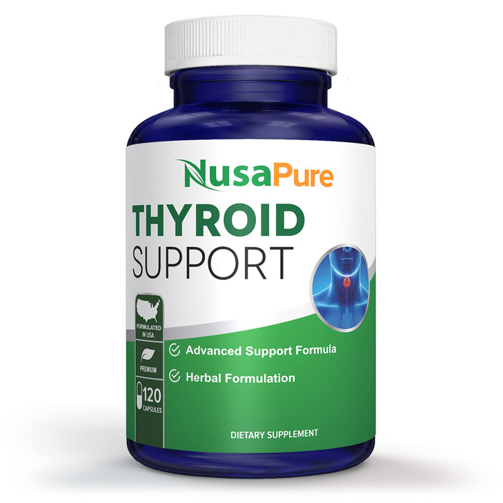 NusaPure Thyroid Support Supplement (Non-GMO) 120 caps, Ashwaganda, Iodine