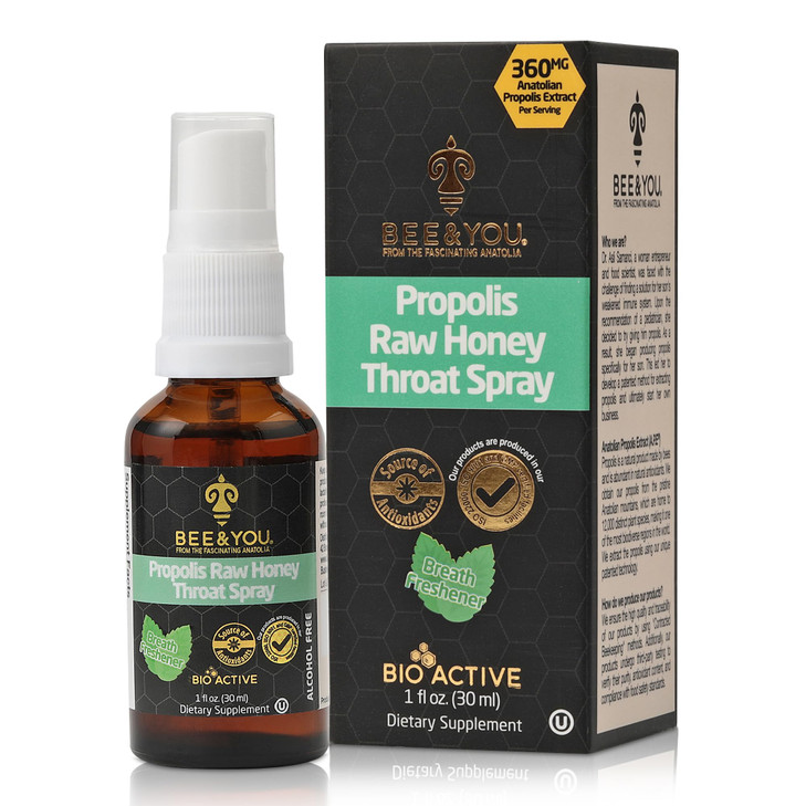 Bee and You Natural Bee Propolis Throat Spray for Immune Support Sore Throat