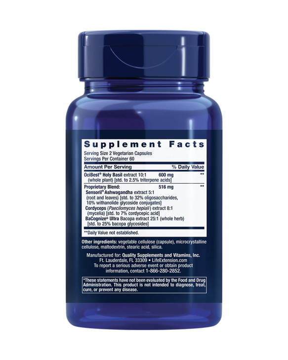 Life Extension Adrenal Energy Formula, Helps inhibit The Effects of Stress, holy