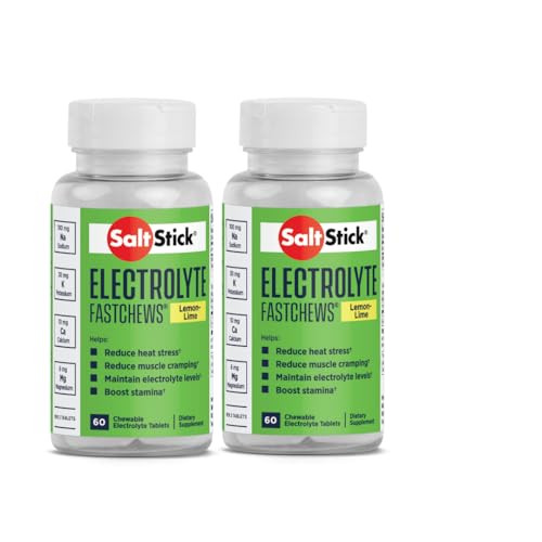 SaltStick Fastchews 60 Count Electrolyte Replacement Zesty Lemon Lime 2 Pack