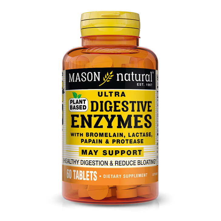 MASON NATURAL Plant Based Ultra Digestive Enzymes with Bromelain, Lactase