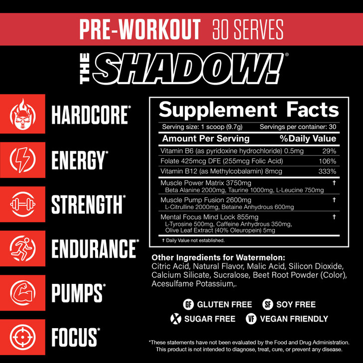 JNX SPORTS The Shadow! High Stim Preworkout - 350mg of Caffeine