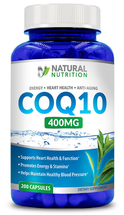 Natural Vitamin CoQ10 400mg 200 Capsules Maximum Strength High Absorption Gluten