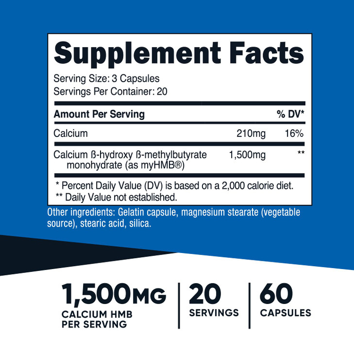 Nutricost myHMB Capsules 1,500MG Calcium HMB Per Serving, 60 Capsules, 20