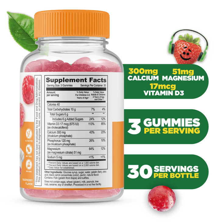 Lifeable Kids Calcium Magnesium and Vitamin D Gummies