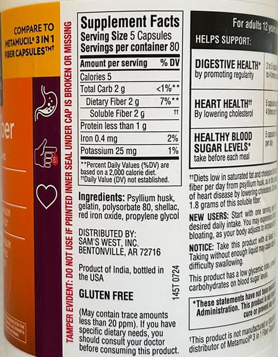 Member's Mark Fiber Capsules 2Pack (400 Count) Liquids, Toothpaste, etc. for at