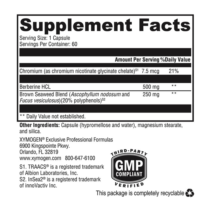 XYMOGEN Berberine with InSea2 - Berberine Supplement 500mg